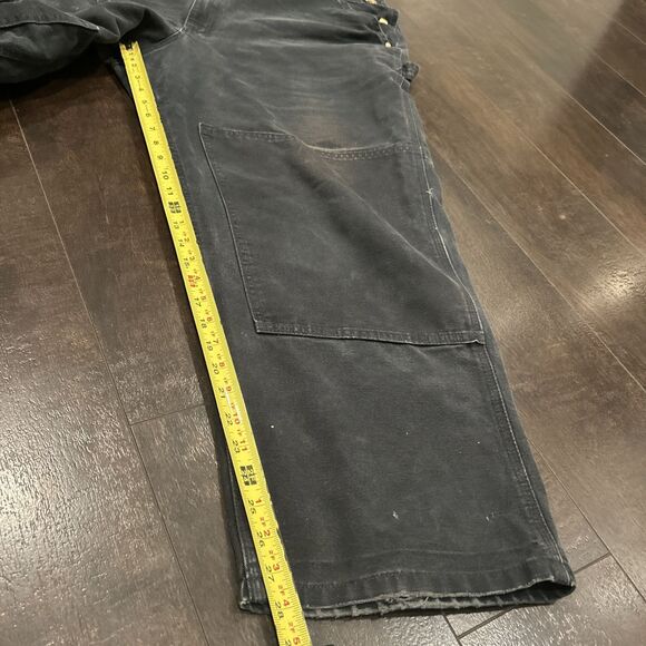 Vintage Carhartt Bib Overalls Mens 44 X 28 Black Gray Knee 90s Y2K - Picture 15 of 16